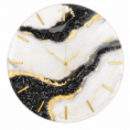 Luxury black and white resin wall clock with gold accents, textured edges, and elegant modern design.