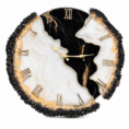 Obsidian black and white geode resin wall clock