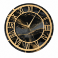 Black gold resin wall clock with Roman numerals and elegant geode-inspired gold veining