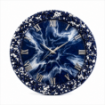 Navy blue resin wall clock with white mosaic border and silver Roman numerals