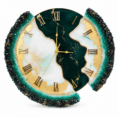 Emerald green and sea-green geode art wall clock