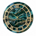 Elegant emerald teal resin wall clock with gold Roman numerals and luxurious ocean-inspired details.