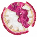 Crimson and white geode resin wall clock