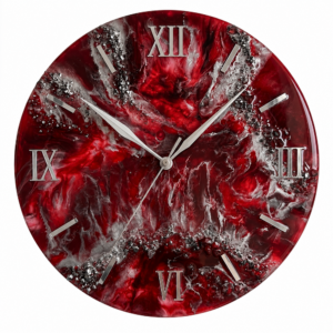 Ruby Red Abstract Handmade Designer Wall Clock