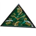 Green triangular resin wall clock with elegant modern design