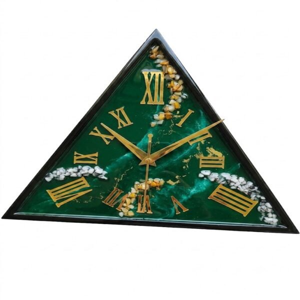 Triangle resin wall clock Green triangular resin wall clock with elegant modern design